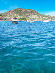 Fototapeta premium View of Mandelieu la Napoule from the sea, South of France