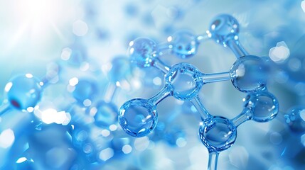 Blue molecule structure 3D background.