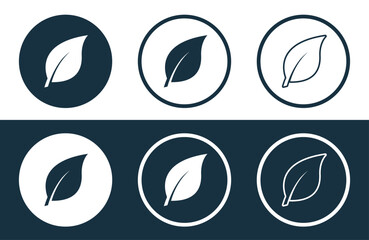 Set of Leaf icons isolated flat and outline style vector illustration