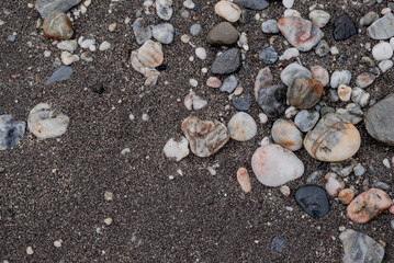 small sea stone pebble background. Multicolored abstract