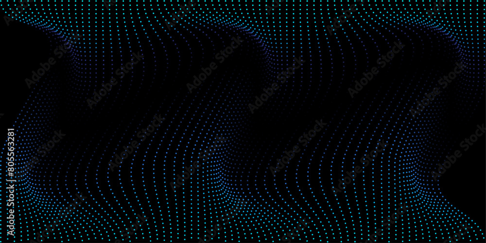 Fototapete abstract background in the metaverse concept with blue and green light wavy dots pattern. vector ill