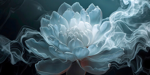 Close-up of a lotus in monochrome tones, highlighting the beauty of its delicate structure,perfect for advertising spa services and meditation practices