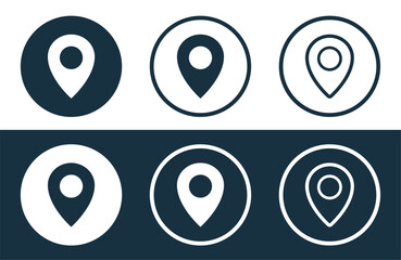 Set of Location icons isolated flat and outline style vector illustration