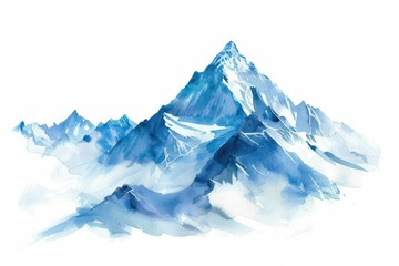Obraz premium Beautiful watercolor painting of a snow covered mountain, perfect for winter themes