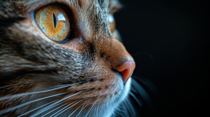 Close Up of a Cats Face With Yellow Eyes