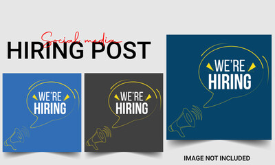We are hiring job vacancy social media post banner design template with red color. We are hiring job vacancy square web banner design. Employee vacancy announcement We are hiring job vacancy
