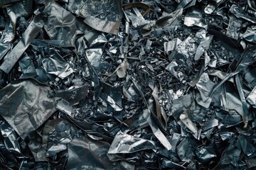 A close up view of a pile of silver foil. Perfect for backgrounds or design elements