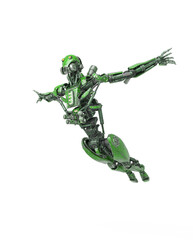 apocalypse cyborg is jumping free like a comic hero