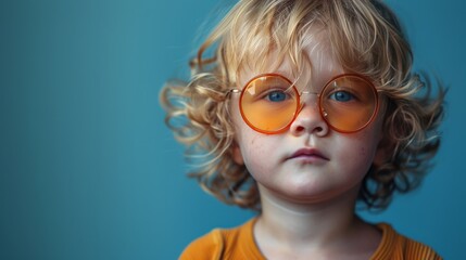 Little Boy Wearing Orange Glasses