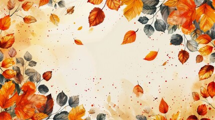 Autumn Leaves Painting on White Background