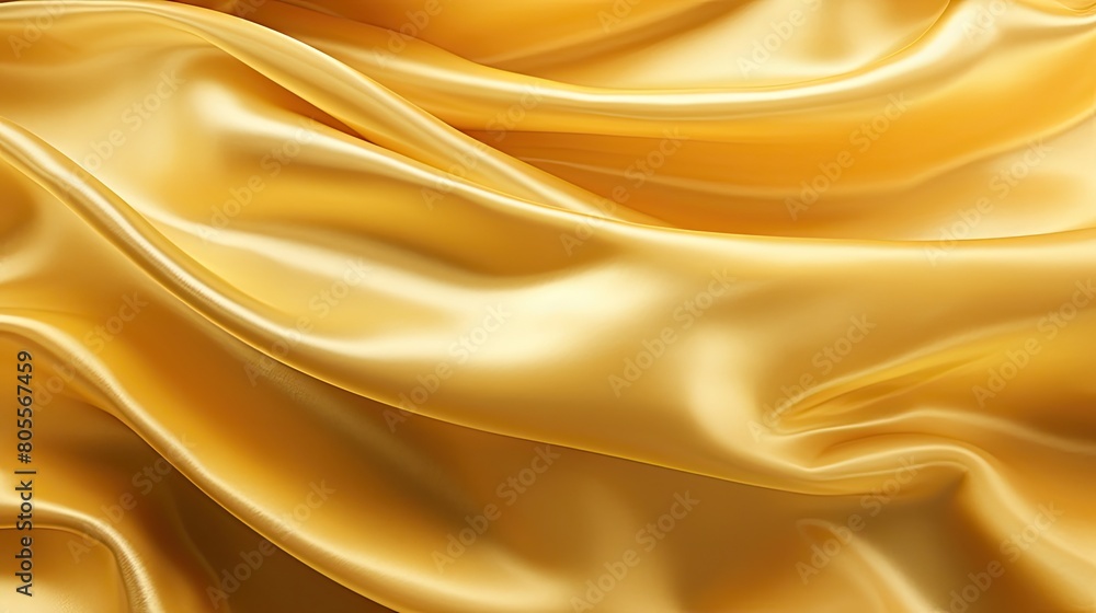 Poster close-up of a textured, flowing green satin fabric with smooth waves and curves.
