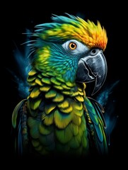 Colorful Parrot Philosopher with Yellow Eyes