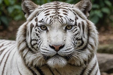 Fototapeta premium top close and full framed view of White Tiger head , detailed and sharp textures, large depth of field