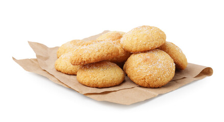 Tasty sweet sugar cookies isolated on white