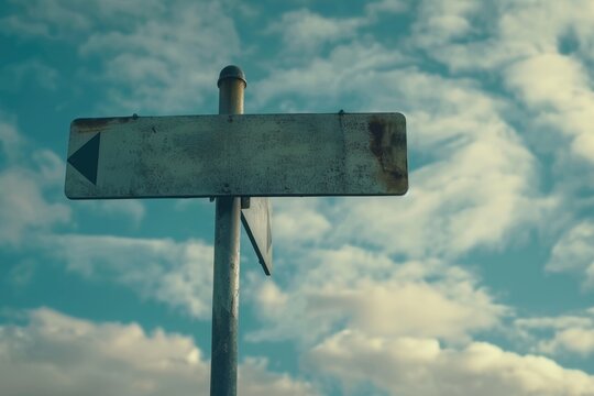 Street sign on a pole with a cloudy sky in the background. Suitable for urban concepts
