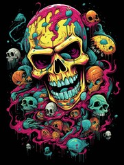 Vibrant and Colorful Integration of Skull Imagery