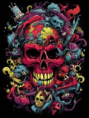 Colorful and Festive Skull Art Piece