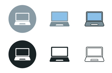 Laptop icons collection in different style flat vector illustration set