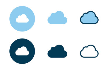 Cloud icons collection in different style flat vector illustration set