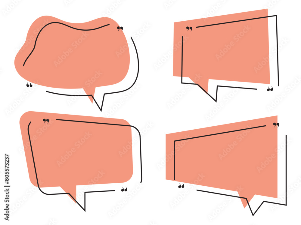 Poster quote box frame set. blank quote boxes for text. quotation bubble frame template with yellow backgro