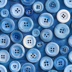Fototapeta premium Collection of blue and white buttons, versatile for various projects