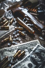 Fototapeta premium A bunch of money sitting on top of a table. Perfect for financial concepts