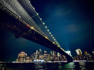 Brooklyn Bridge is a hybrid cable-stayed/suspension bridge in New York City, spanning the East...