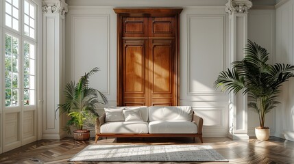 A Living Room With a Couch and a Potted Plant