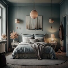 interior of a bedroom with best colors.