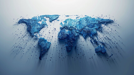 Illuminated world map grid in a digital abstract style.