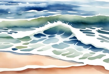 watercolor painting A pattern of gentle waves wash (3)