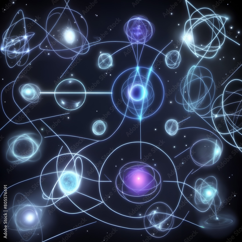 Canvas Prints vibrant quantum mechanics visualization in neon colors