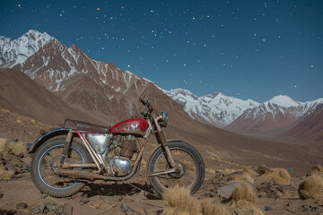 Motorcycle in a mountainous landscape