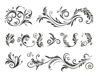 Flourish vignette scroll victorian curl swirl tattoo certificate calligraphic ornamental