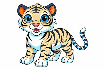 baby-tiger-black-and-white vector illustration