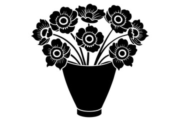  set-anemone-on-the-vase-vector-silhouette
