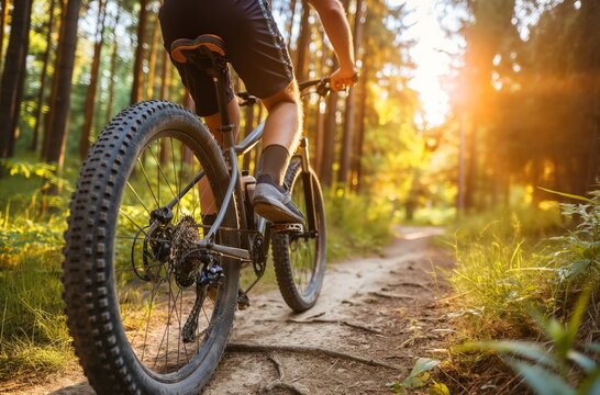 Mountain biking forest trail