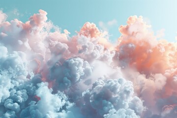 A plane flying through a sky filled with fluffy clouds. Suitable for aviation and travel concepts - Powered by Adobe