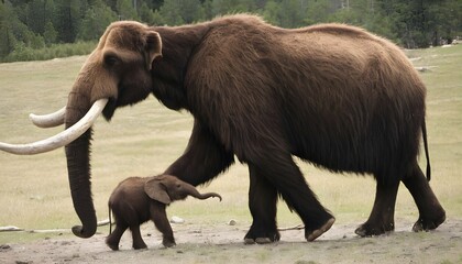 A Mammoth Calf Taking Its First Steps Guided By I