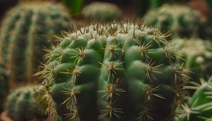 close up of cactus plants in the garden macro shot