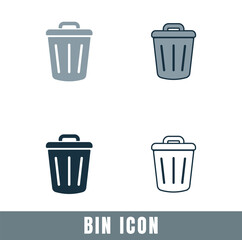 Simple Bin icons in different designs vector set