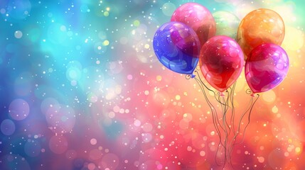 Group of Colorful Balloons Floating in the Air
