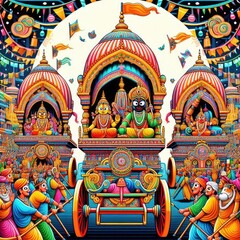 Fototapeta premium Rath Yatra 2024 Concept Illustration