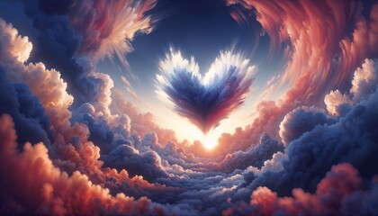 Heart Shape in Clouds Painting