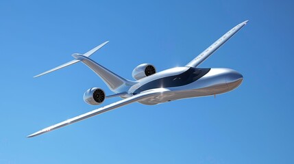 Obraz premium Airplane taking off against a clear blue sky