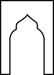 Arabic arch window and doors icon. Traditional and culture Vector isolated on white background. Collection of patterns in oriental style. Frames in Islamic Muslim design for Ramadan Kareem.