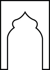 Arabic arch window and doors icon. Traditional and culture Vector isolated on white background. Collection of patterns in oriental style. Frames in Islamic Muslim design for Ramadan Kareem.