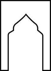 Arabic arch window and doors icon. Traditional and culture Vector isolated on white background. Collection of patterns in oriental style. Frames in Islamic Muslim design for Ramadan Kareem.