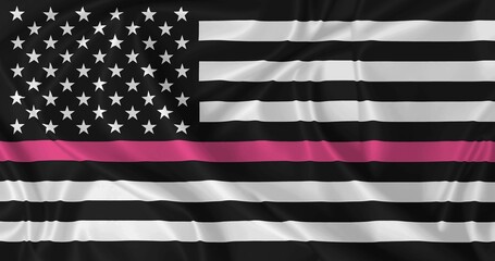 Flag with pink line for breast cancer solidarity