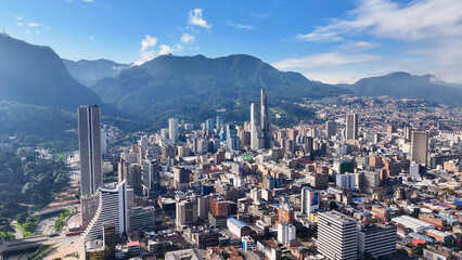 Bogota Skyline At Bogota In District Capital Colombia. High Rise Buildings Landscape. Cityscape Background. Bogota At District Capital Colombia. Downtown City. Urban Outdoor.